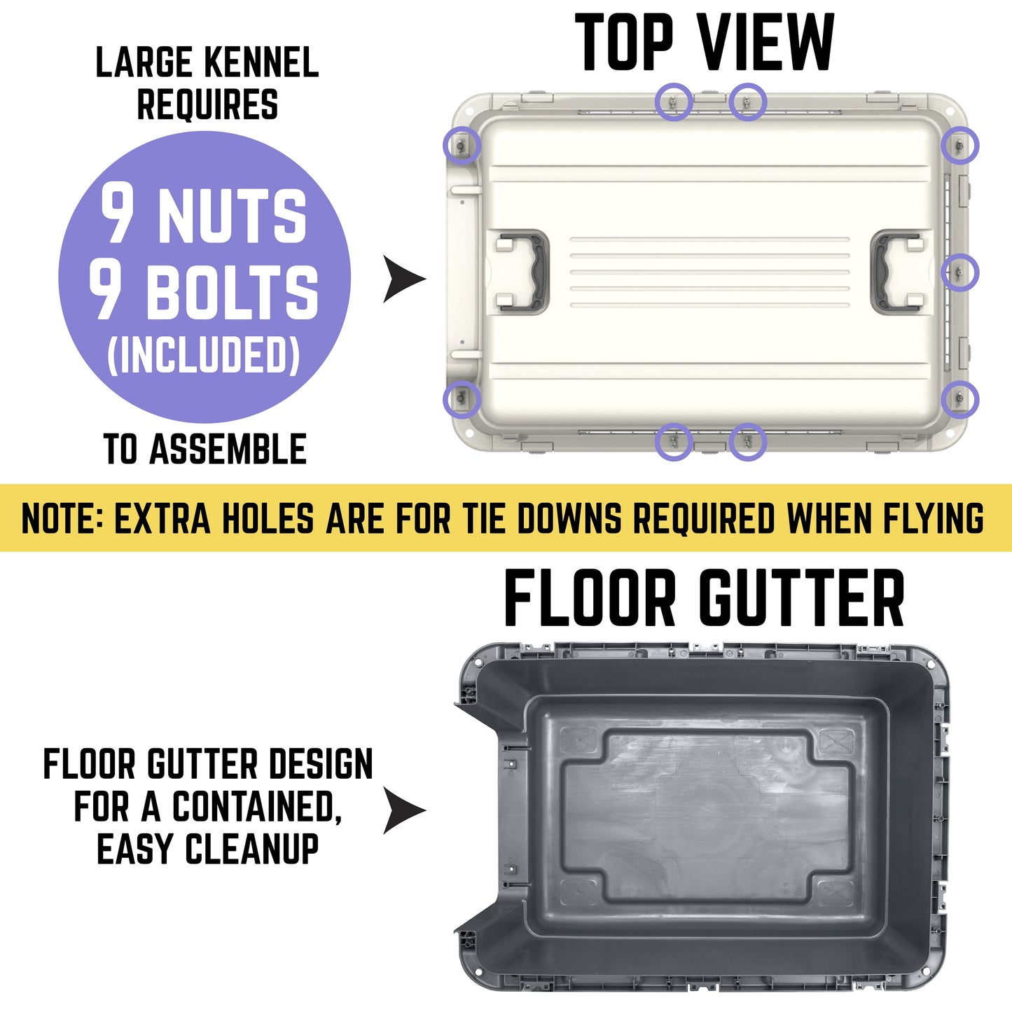Plastic Kennel for Dogs, Wire Door, IATA Airline Approved, Travel Crate, with Wheels, Gray, Large, 32" L X 22" W X 23" H