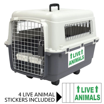 Plastic Kennel for Dogs, Wire Door, IATA Airline Approved, Travel Crate, with Wheels, Gray, Large, 32" L X 22" W X 23" H